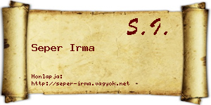 Seper Irma névjegykártya